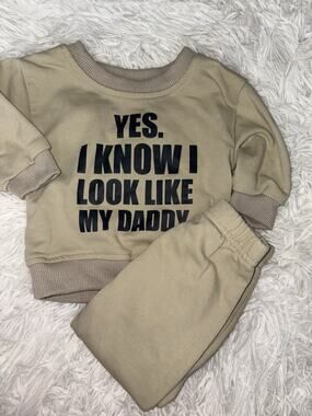 Miniolie Baby 0-3 Mo. 2 Pc Set. Cute, Fun, “ I look Like daddy” Outfit.Grt Shape